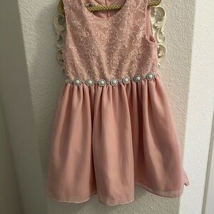 Charming Pink Kids Dress with Pearl Accents